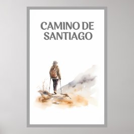 Poster d'une femme Randonnée au Camino de Santiago