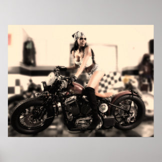 Poster D'Une Femme Sur Une Moto