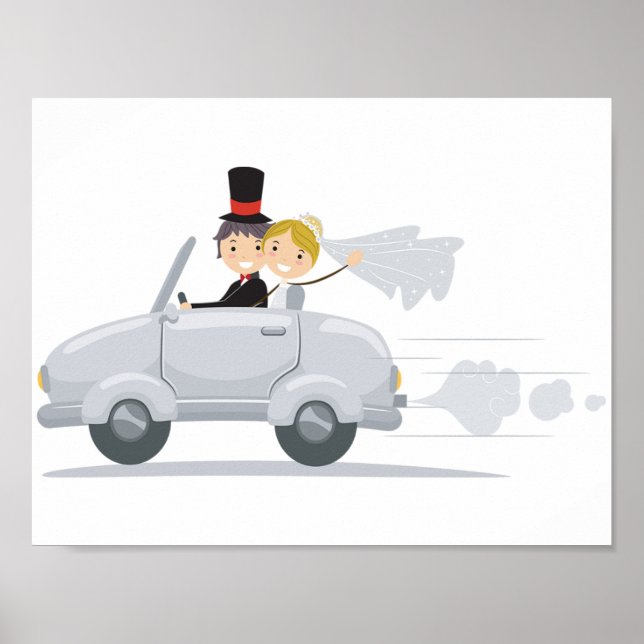 Poster d'une voiture juste mariée (Devant)