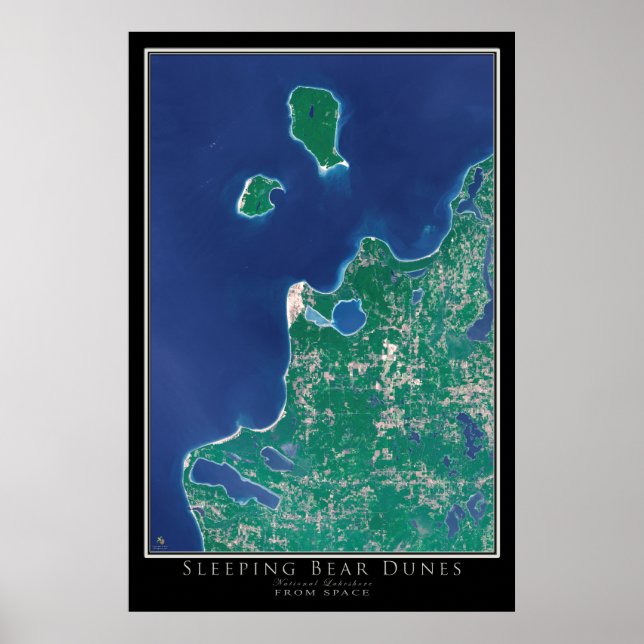 Poster Dunes de l'ours couché National Lakeshore Satellit (Devant)
