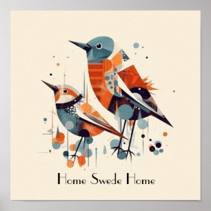 Poster Duo de volière scandinave, personnalisé