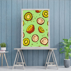 Poster Duo Kiwi & Coco   Fruit tropical à l'aquarelle 