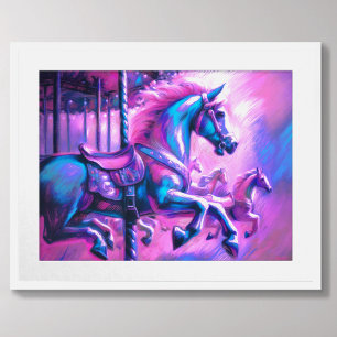 Poster Dur Pastel Dessin Cool Tons Carrousel Cheval