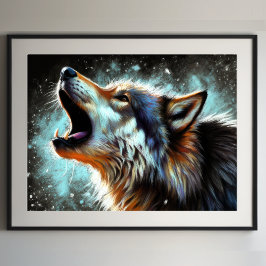 Poster Dur Pastel Dessin Wolf Howling