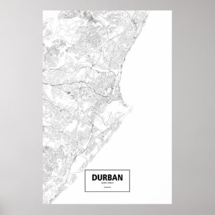 Poster Durban, South Africa (black on white)