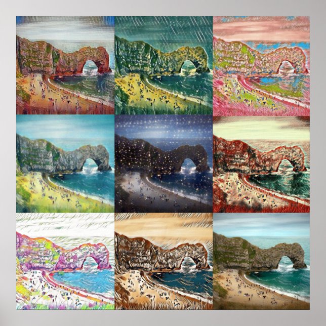 Poster Durdle Door, Dorset, Angleterre Collage (Devant)