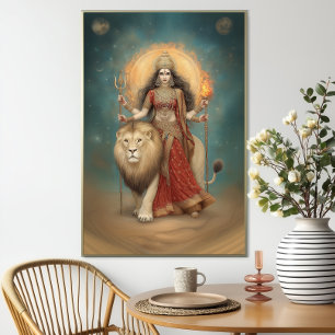 Poster Durga Déesse Hindoue de la Force et de la Protecti