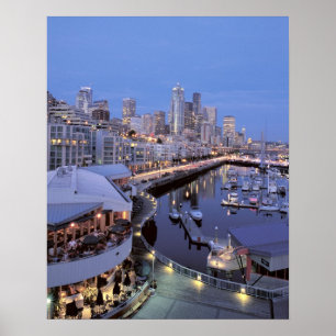 Poster Dusk on Bell Harbor in Seattle, Washington.