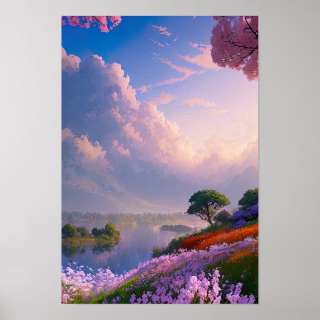 Poster Dusk sur le lac Majestic (Devant)