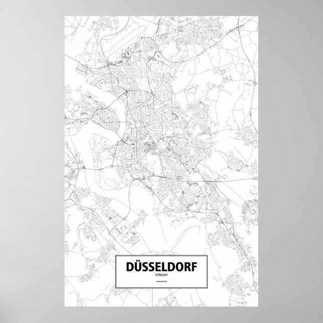 Poster Düsseldorf, Allemagne (noir sur blanc) (Devant)