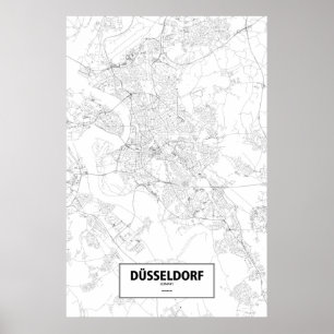 Poster Dusseldorf, Allemagne (noir sur le blanc)