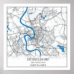 Poster Dusseldorf Deutschland City Plan Voyager Simple