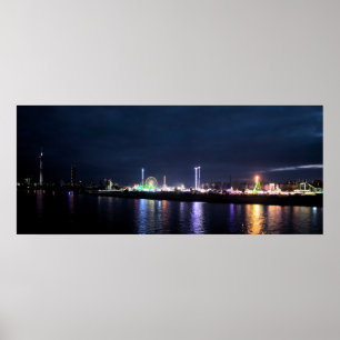 Poster Düsseldorfer Rheinkirmes Panorama at night