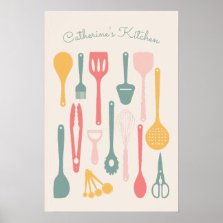 Poster d'ustensile de cuisine minimaliste mignonne