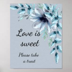 Poster Dusty bleu floral amour est douce nuptiale douche