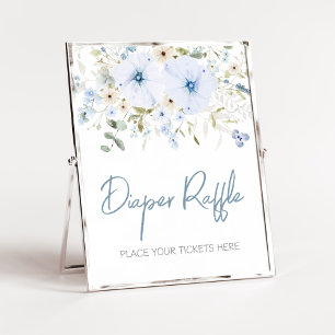 Poster Dusty Blue Baby Bloom Baby shower Déchets Raffle
