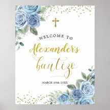 Dusty Blue Bautizo Welcome Sign