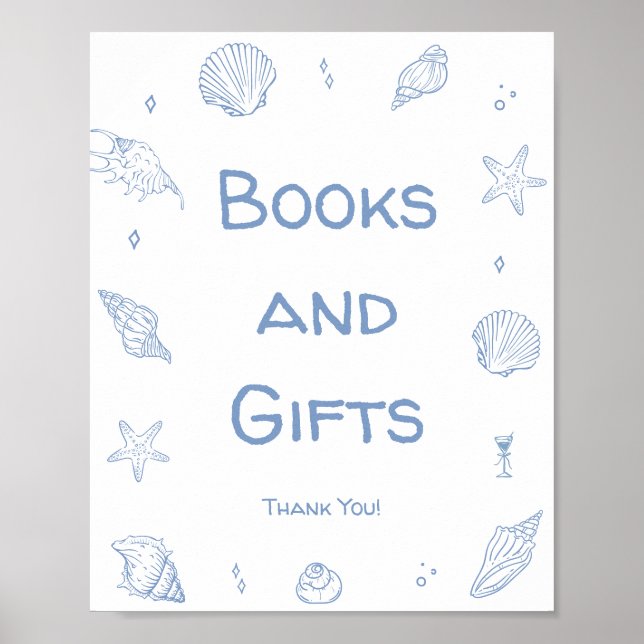 Poster Dusty Blue Beach Baby showers Livres et cadeaux (Devant)