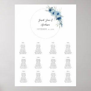 Poster Dusty Blue Boho Floral Event Seating Chart 12 V2