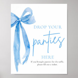 Poster Dusty Blue Bow Déposez Vos Culottes Ici Jeu