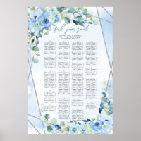 Dusty Blue cadre floral argent sage Alphabétique