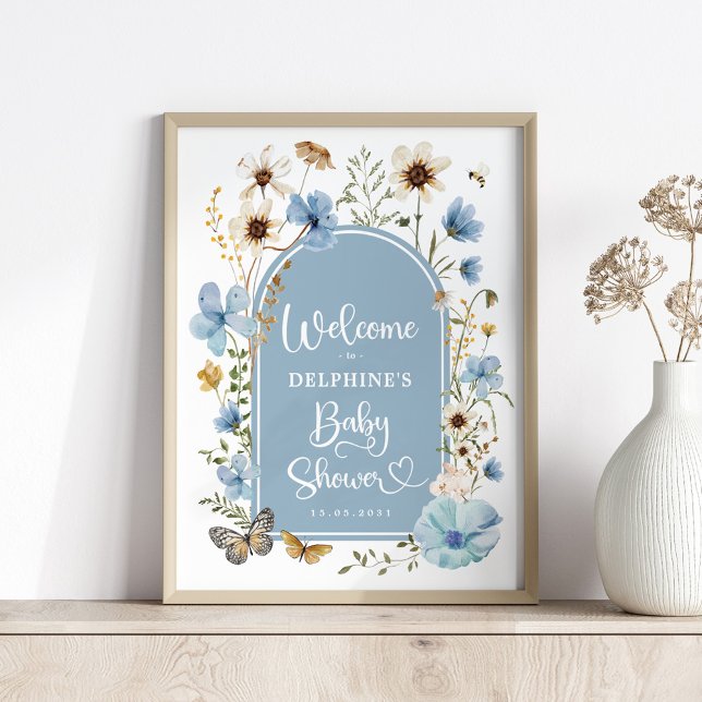 Poster Dusty Blue Fleur sauvage Baby in Bloom Douche Bien (Créateur téléchargé)