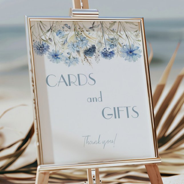 Poster DUSTY Blue Hydrangea Baby shower Cartes et Cadeaux (Créateur téléchargé)