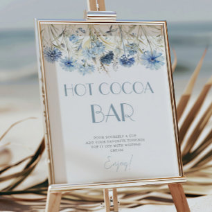 Poster DUSTY Blue Hydrangea Baby shower Hot Cocoa Bar
