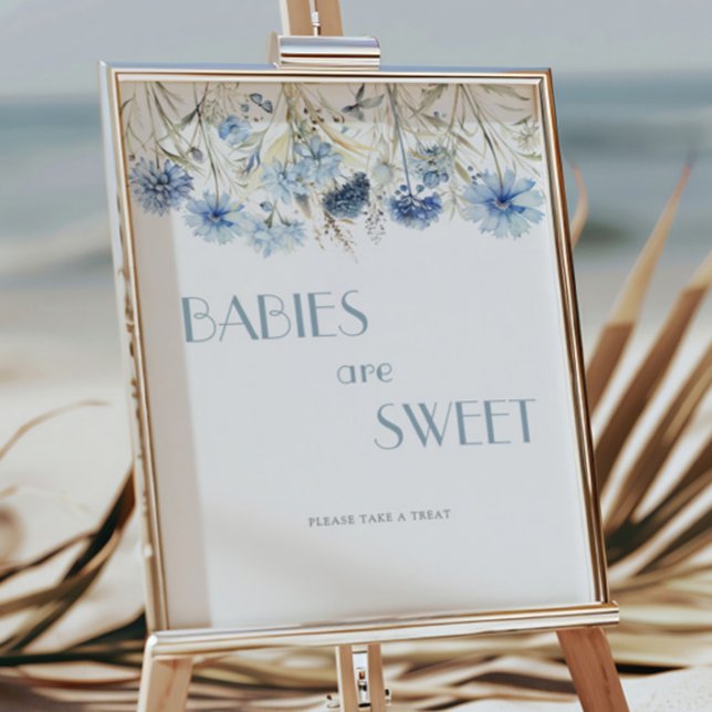 Poster DUSTY Blue Hydrangea Baby shower Les bébés sont do (Créateur téléchargé)