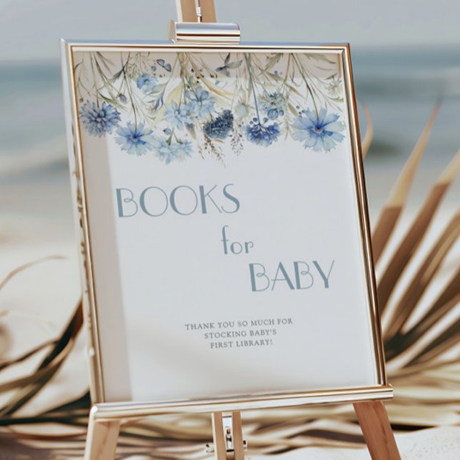 Poster DUSTY Blue Hydrangea Baby shower Livres Pour Bébé (Créateur téléchargé)