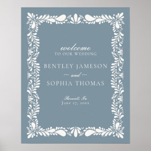 Poster Dusty Blue Talavera Carrelage Fiesta Mariage Bienv