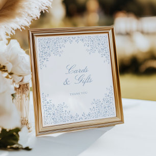 Poster Dusty Blue Vintage Bordure Mariage Cartes et Cadea