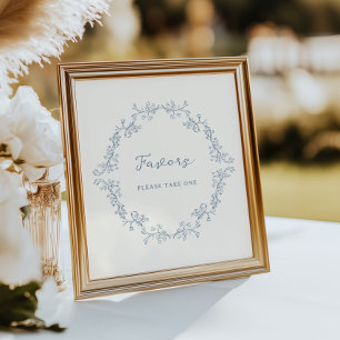 Poster Dusty Blue Vintage Chinoiserie Faveurs