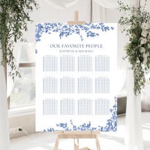 Poster Dusty Blue Vintage Floral Mariage 12 Table Siège