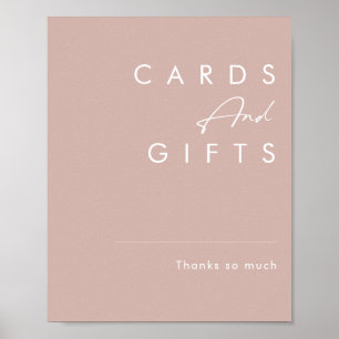 Poster Dusty Boho Panneau Cartes et Cadeaux Rose