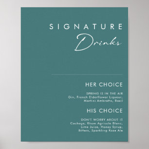 Poster Dusty Boho Panneau de Boissons Signature Vertes
