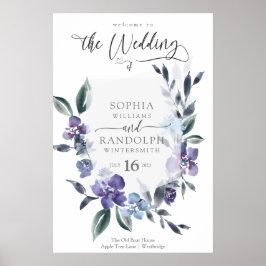 Poster Dusty Purple Floral Garden Invitation de mariage,