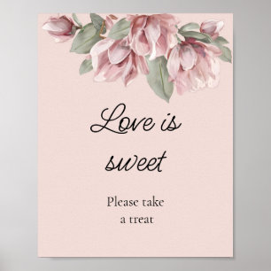 Poster Dusty Rose Floral l'amour est douceur nuptiale