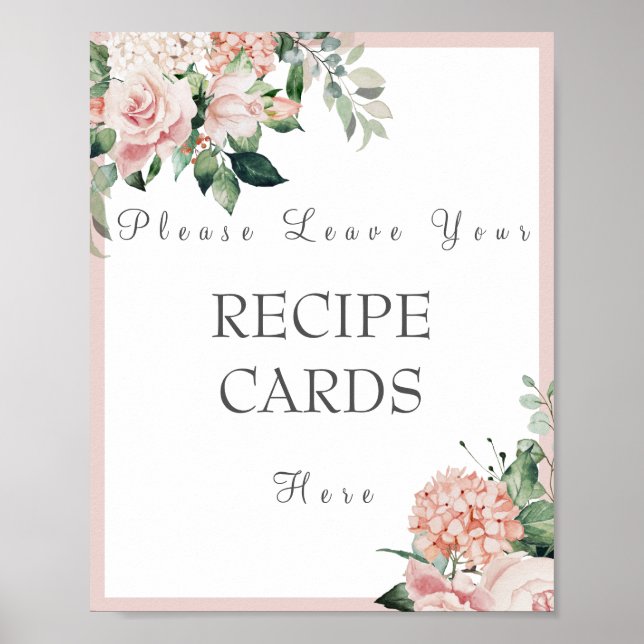 Poster Dusty Rose Laissez votre carte de recette ici Post (Devant)