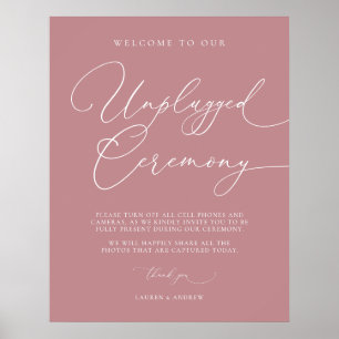 Poster Dusty Rose Minimalist Wedding Unplugged Ceremony