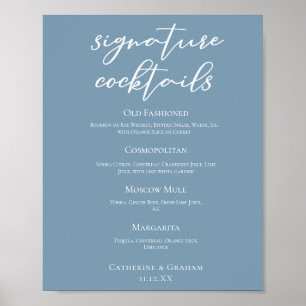 Poster Dusty Rose rose Mariage Signature Cocktails Menu