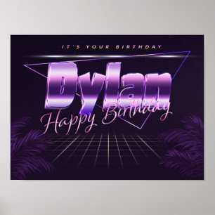 Poster Dylan Prénom Date de l'anniversaire de l'affiche