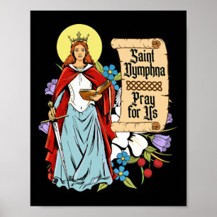 Poster Dymphna Pureté Lily Patron Saint Santé mentale Cha