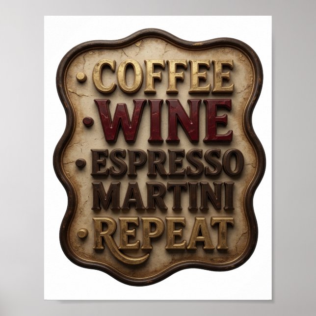 Poster Dynamic Gold CAFÉ VIN MARTINI EXPRESSO RÉPÉTER (Devant)