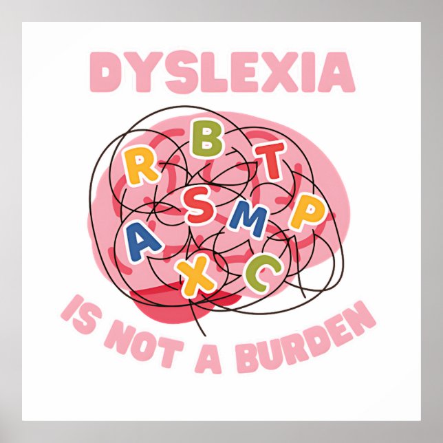 Poster dyslexie n'est pas un fardeau mondial dyslexie con (Devant)