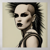 Dystopian Woman Punk Rocker Mohawk and Piercing