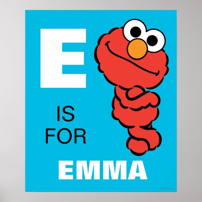 Poster E est pour Elmo | Ajouter Votre Nom (Devant)