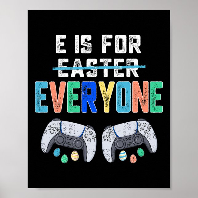Poster E Est Pour Tous Pâques Joueur Amusants Jeu Hommes  (Devant)