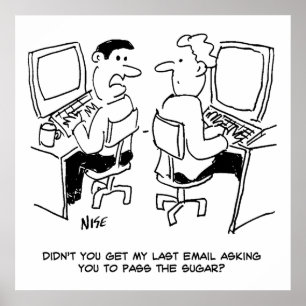 Poster E-mails d'un opérateur informatique demandant du s