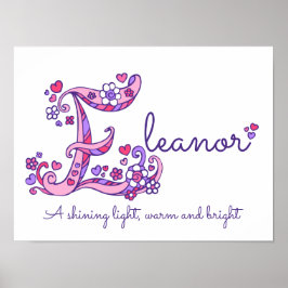 Poster E monogram art Eleanor girls nom signifiant affich